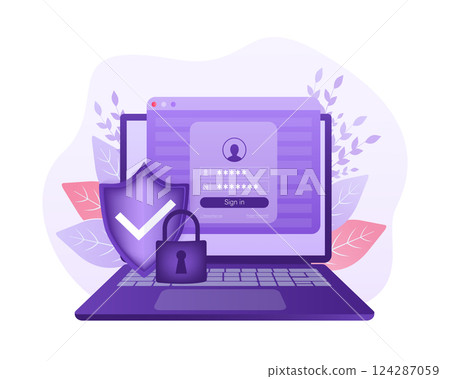 Network security antivirus vpn privacy. User icon vector. Data protection. Data secure. Icon for concept design. Isometric vector. Personal protection. Network security antivirus vpn privacy. User icon vector. Data protection. Data secure. Icon for concept design. Isometric vector. Personal protection. 124287059