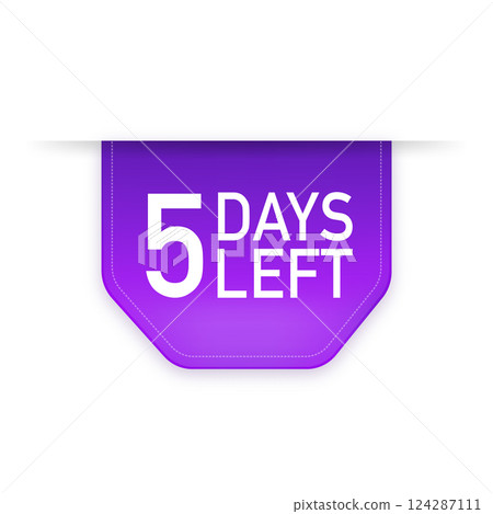 5 Days to go poster in flat style. Vector illustrations for time managment. 124287111