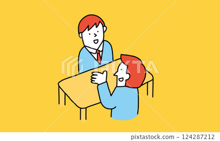 面試、諮詢、一對一、商務談判 商人在桌上交談的插圖 124287212