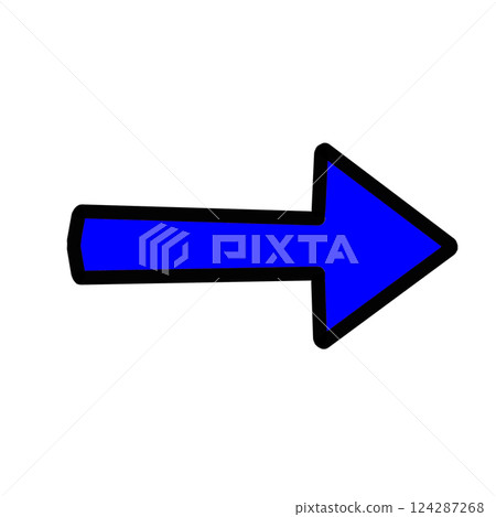 Blue right arrow simple icon (direction, guidance, simple design) 124287268