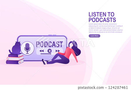 Rest girl listening online podcast. Cartoon smartphone podcast for marketing design. Social media poster. Modern digital device template. Mobile internet, social media. Rest girl listening online podcast. Cartoon smartphone podcast for marketing design. Social media poster. Modern digital device template. Mobile internet, social media. 124287461