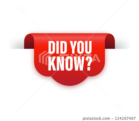 Did you know red ribbon isolated on white background. Red label, banner for any purposes. Vector illustration. Did you know red ribbon isolated on white background. Red label, banner for any purposes. Vector illustration. 124287487