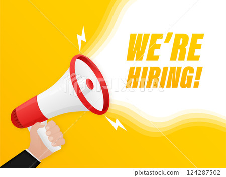 We are hiring word. Vector illustration concept for template, design, web, mobile app, poster, banner, flyer, background. 124287502