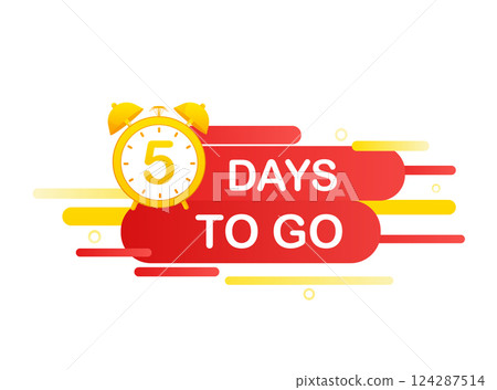 5 days to go in modern style. Special offer badge. Web design. Sale tag. Vector illustration. 5 days to go in modern style. Special offer badge. Web design. Sale tag. Vector illustration. 124287514