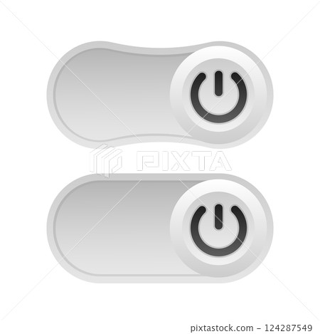 Toggle switch. On and Off. On white background. Vector illustration. 124287549