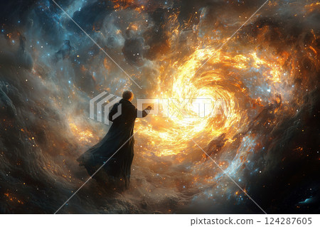 A person touching the cosmic vortex A person touching the cosmic vortex 124287605