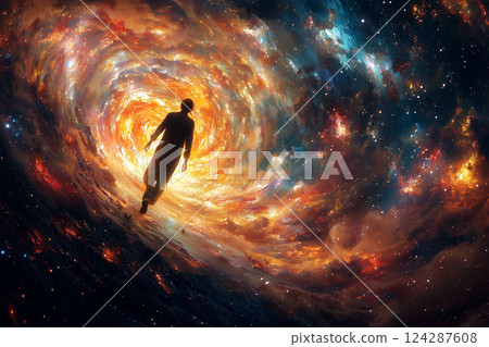 A person walking into the cosmic vortex 124287608