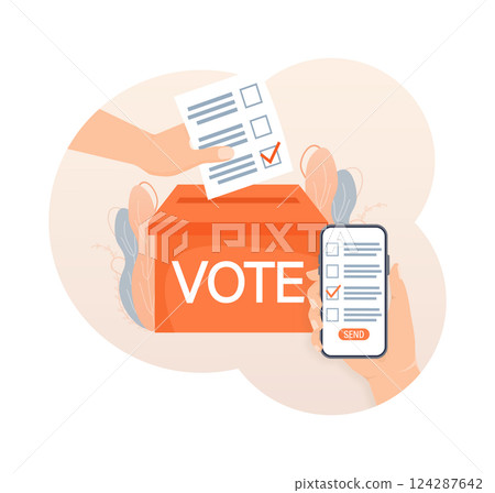 Cartoon icon. Cartoon character. Flat vote people for concept design. Poster design. Cartoon icon. Cartoon character. Flat vote people for concept design. Poster design. 124287642
