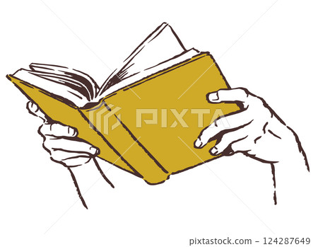 Illustration of a hand opening a book. Hands and books. Vector illustration material. 124287649