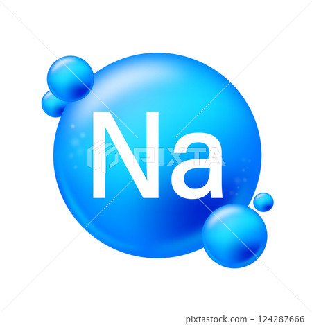 Natrium icon structure chemical element round shape circle light blue. Chemical element of periodic table Natrium icon structure chemical element round shape circle light blue. Chemical element of periodic table 124287666