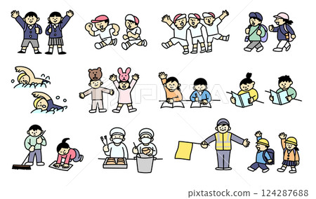 School life of Japanese elementary school students 124287688