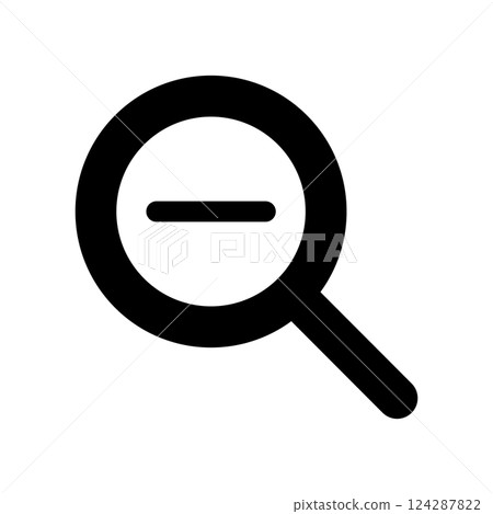 Icon illustration of a magnifying glass with a minus sign 124287822