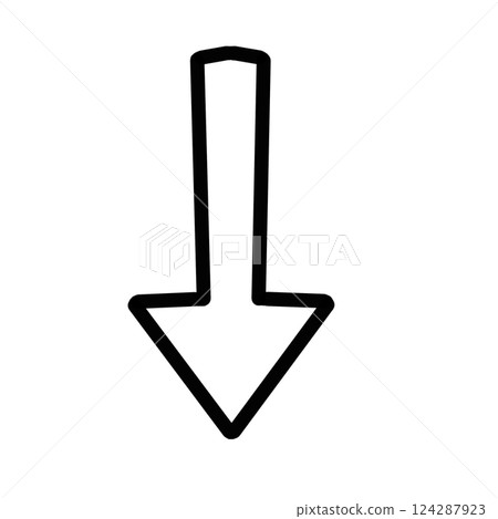 Arrow downward illustration icon black frame 124287923