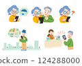 Illustration set of seniors using smartphones 124288000