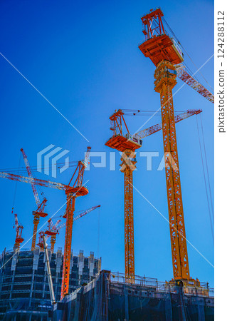 Construction crane and blue sky 124288112