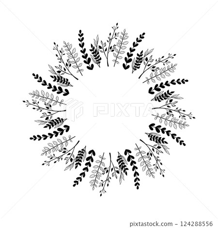 Floral frame in sketch style on white background. Floral sketch. Vintage frame logo. Hand drawn. Line icon. Line art. Vector design. Floral frame in sketch style on white background. Floral sketch. Vintage frame logo. Hand drawn. Line icon. Line art. Vector design. 124288556