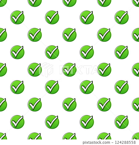 Hand drawn green icon pattern on white backdrop. Checkmark right vector icon. Hand drawn Hand drawn green icon pattern on white backdrop. Checkmark right vector icon. Hand drawn 124288558