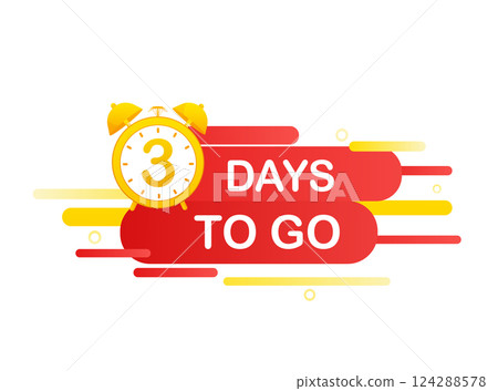 3 days to go in modern style. Special offer badge. Web design. Sale tag. Vector illustration. 124288578
