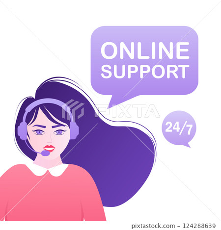 Cartoon character online support people. Vector flat cartoon illustration. Mental health. Abstract background. Call center isometric landing page. Cartoon character online support people. Vector flat cartoon illustration. Mental health. Abstract background. Call center isometric landing page. 124288639