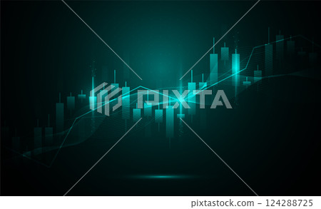 Trend business candle stick graph chart of stock market investment trading on green background design. Bullish point. Vector illustration 124288725