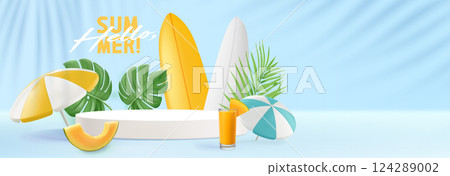 Summer vacation concept in 3d design. Summer vacation concept in 3d design. 124289002