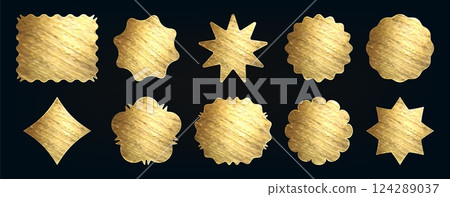 Golden foil stickers set isolated on black Golden foil stickers set isolated on black 124289037
