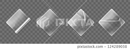 Plastic stickers set on transparent background 124289038