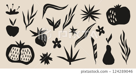 Boho abstract organic shapes set 124289046