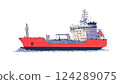 Isolated vector illustration of liquefied natural gas tanker carrier 124289075