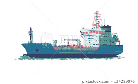 Isolated vector illustration of liquefied natural gas tanker carrier 124289076