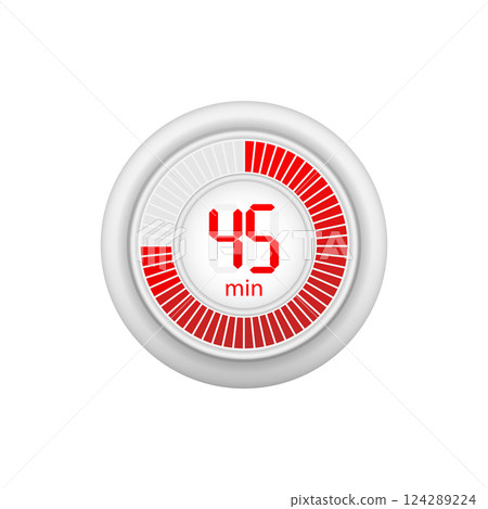 Icon of a timer with 45 minutes on the white background. Vector illustration. Icon of a timer with 45 minutes on the white background. Vector illustration. 124289224