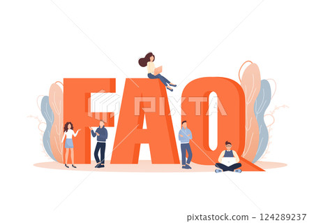 Frequently asked questions page template. Vector web banner. Customer service. Flat isometric vector illustration. Customer support. Abstract background. 124289237