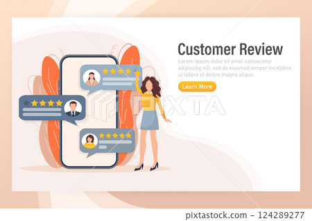 Customer review, great design for any purposes. Flat illustration with customer review. Vector illustration. 124289277