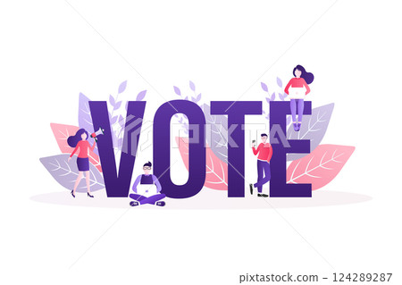 Cartoon icon. Cartoon character. Flat vote people for concept design. Poster design. Cartoon icon. Cartoon character. Flat vote people for concept design. Poster design. 124289287
