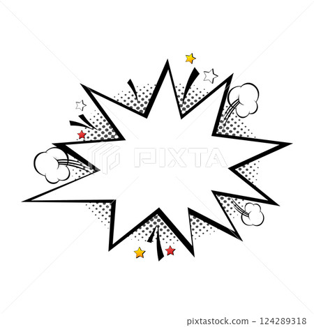 Comic empty speech bubbles on halftone dots background in retro pop art style. Vector illustration 124289318