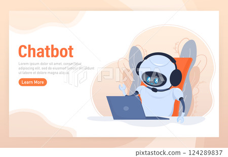 Flat chat bot for web design. Flat isometric vector illustration. Artificial intelligence 124289837