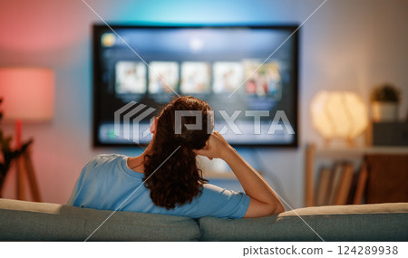 Woman is sleeping in her bedroom 124289938