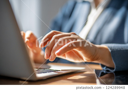 Woman is sleeping in her bedroom 124289948