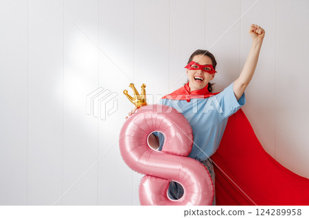 Woman is sleeping in her bedroom 124289958