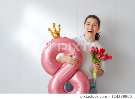 Woman is sleeping in her bedroom 124289960