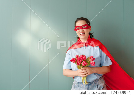 Woman is sleeping in her bedroom 124289965