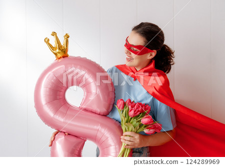 Woman is sleeping in her bedroom 124289969