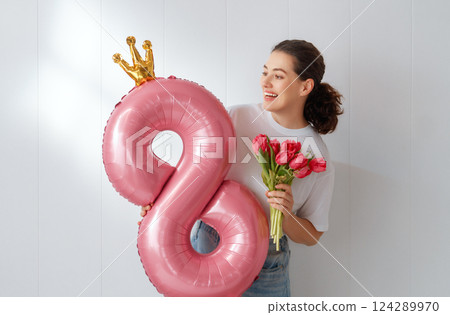 Woman is sleeping in her bedroom 124289970