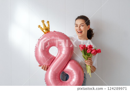 Woman is sleeping in her bedroom 124289971