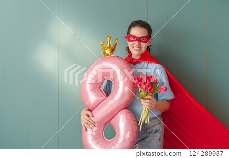 Woman is sleeping in her bedroom 124289987