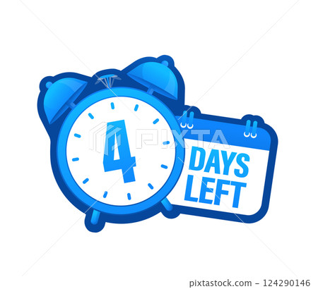 4 day to go in modern style. Special offer badge. Web design. Sale tag. Vector illustration. 124290146