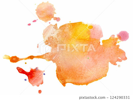 Vibrant watercolor splash blending warm shades of orange and pink, showcasing creativity and artistic expression in a fluid form Vibrant watercolor splash blending warm shades of orange and pink, showcasing creativity and artistic expression in a fluid form 124290331