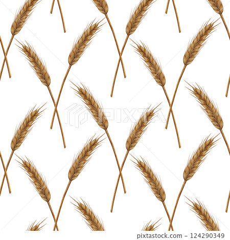 Watercolor Wheat and Barley Seamless Pattern Watercolor Wheat and Barley Seamless Pattern 124290349