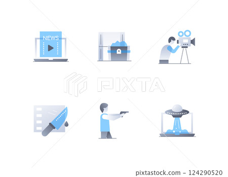 Cinema and popular genres - flat design style icons set 124290520