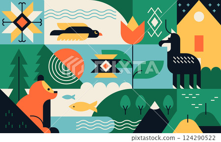 Nature and biodiversity - flat design style illustration Nature and biodiversity - flat design style illustration 124290522
